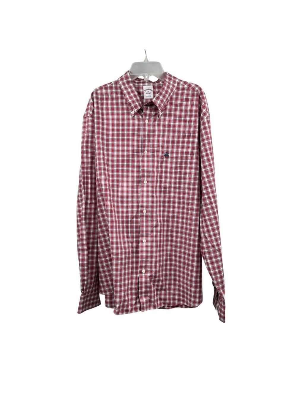 Brooks Brothers Mens Check Button Up Shirt Red/Multi Size XL